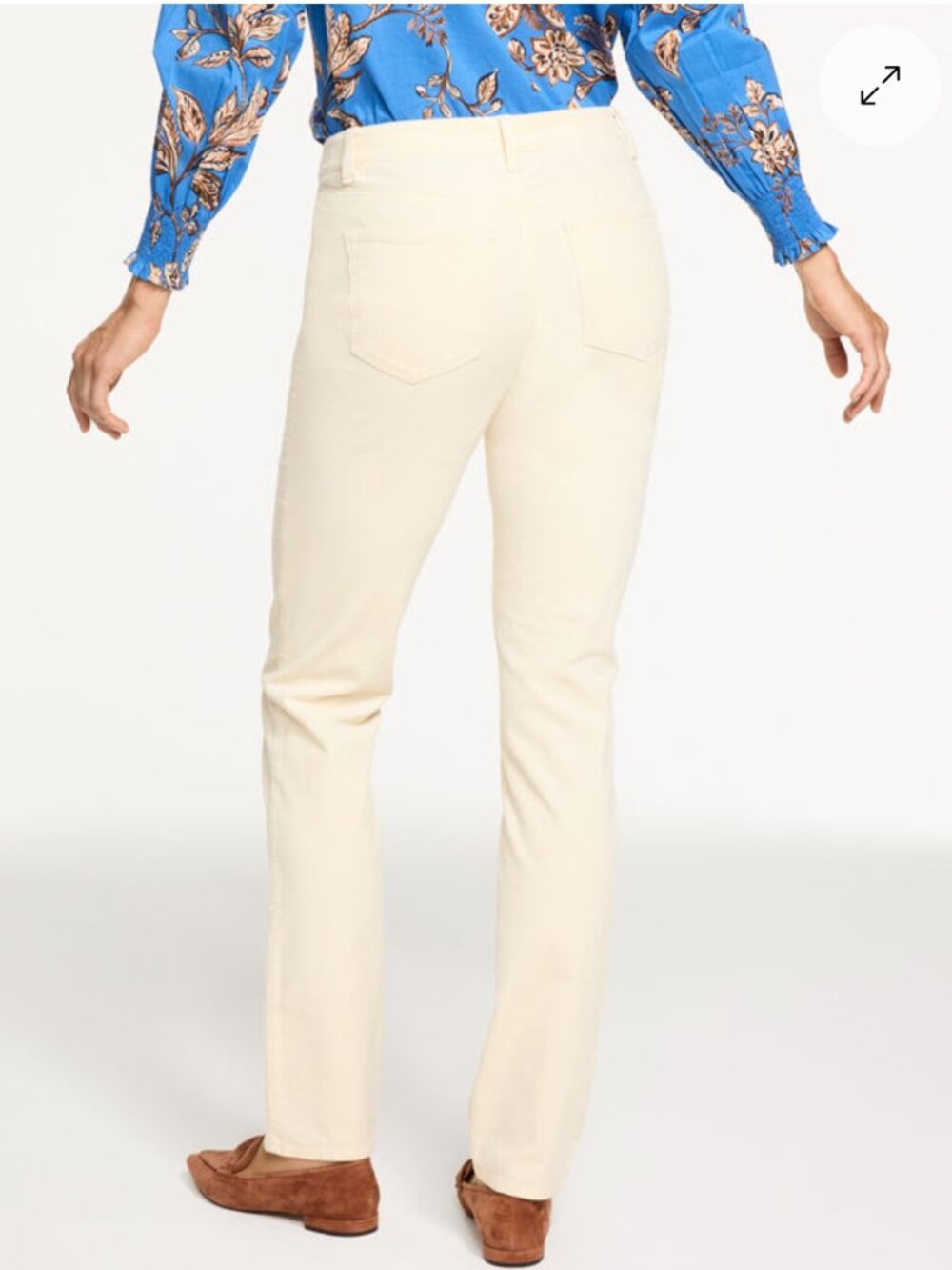 ⭐ Talbots Straight Leg Corduroy Pants 2P Petite Ivory Cream Winter White Stretch
